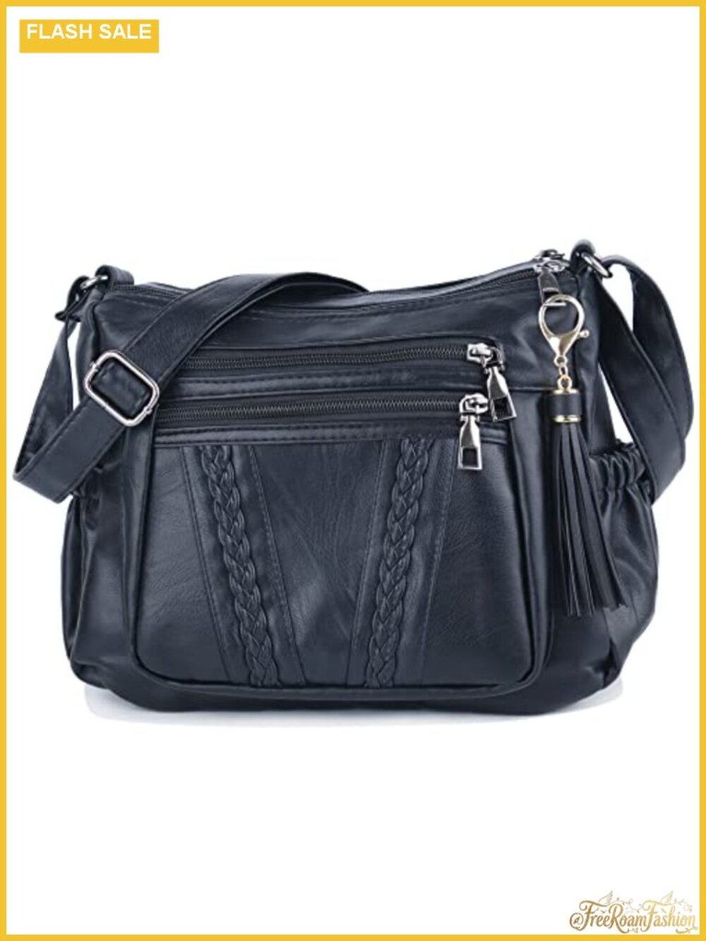 Women's Multi Pocket PU Leather Crossbody Shoulder Bag | 8 Pockets, Adjustable